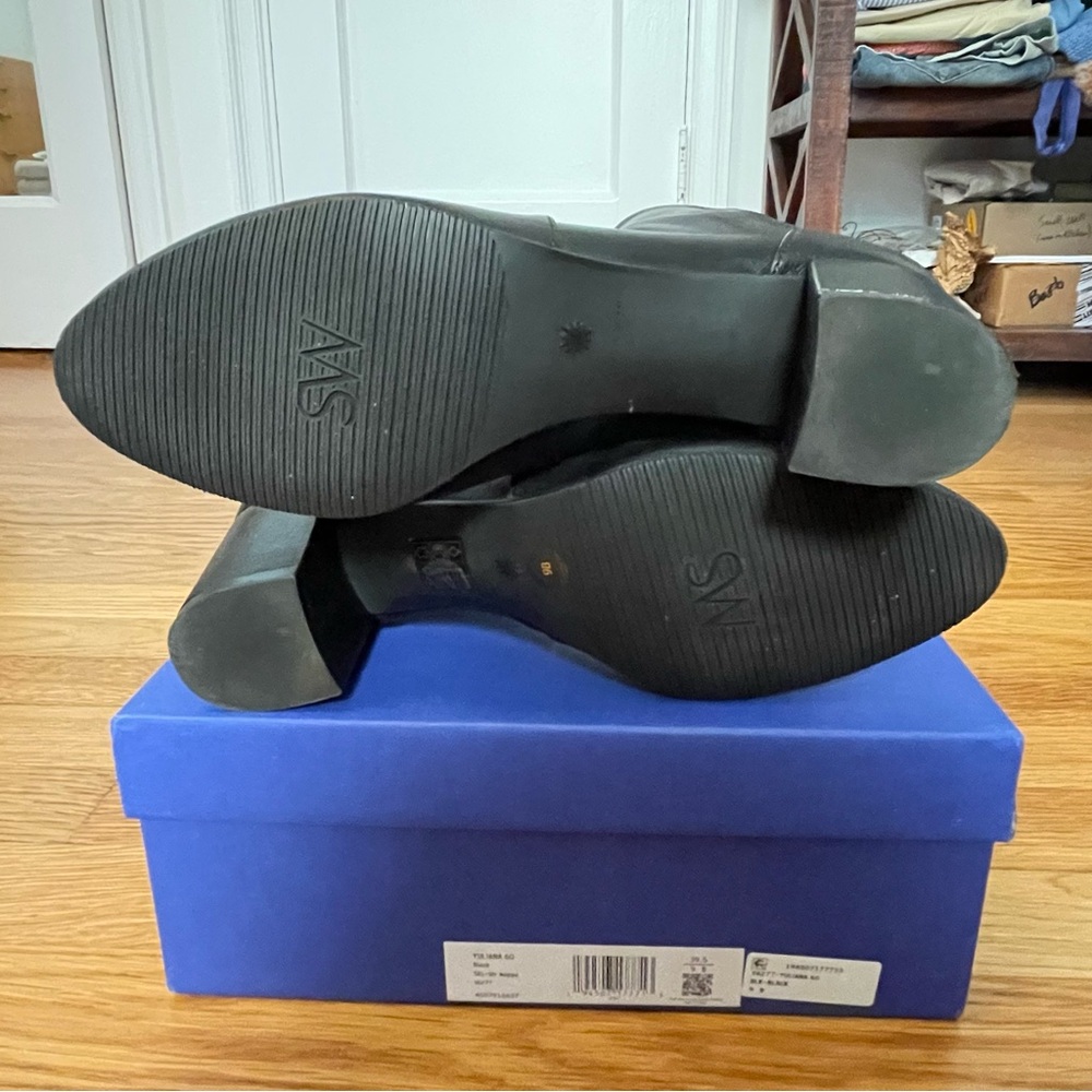 HP Stuart Weitzman Ankle Boots, Black Leather, Yuliana 60, Size US 9 / EU 39.5 - Picture 4 of 11